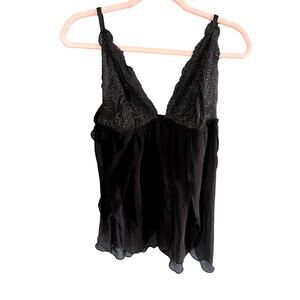 Victoria Secret Black Baby Doll Dress with Lace Top with Peekaboo Top